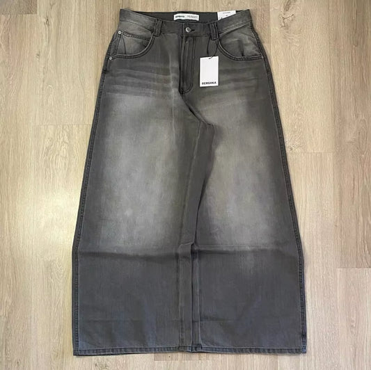 Streetwear New Harajuku Solid Color Washed Baggy Jeans Men Y2K Fashion Retro Punk Casual Joker Gothic High Waist Wide Leg Pants